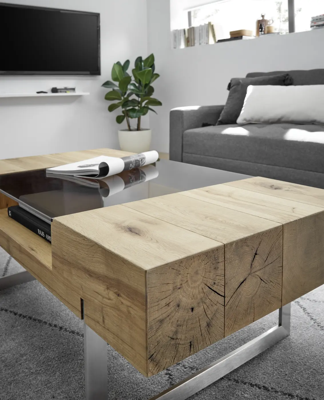 ABP Couchtisch Rewa Asteiche furniert ca. 110x40x60 cm