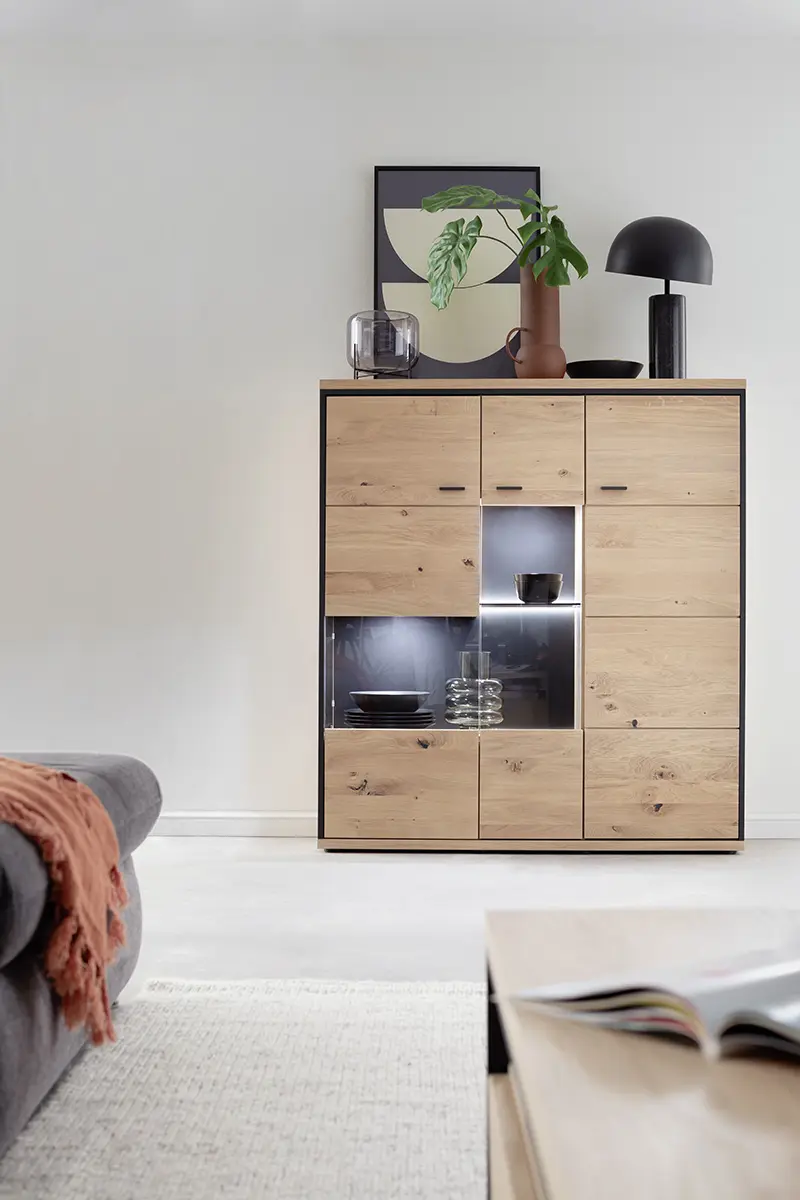 MCA Highboard Asteiche Bianco - anthrazit ca.123x137x38 cm