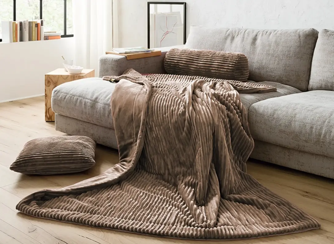 Gözze Wohndecke Cord Taupe 150x200 cm