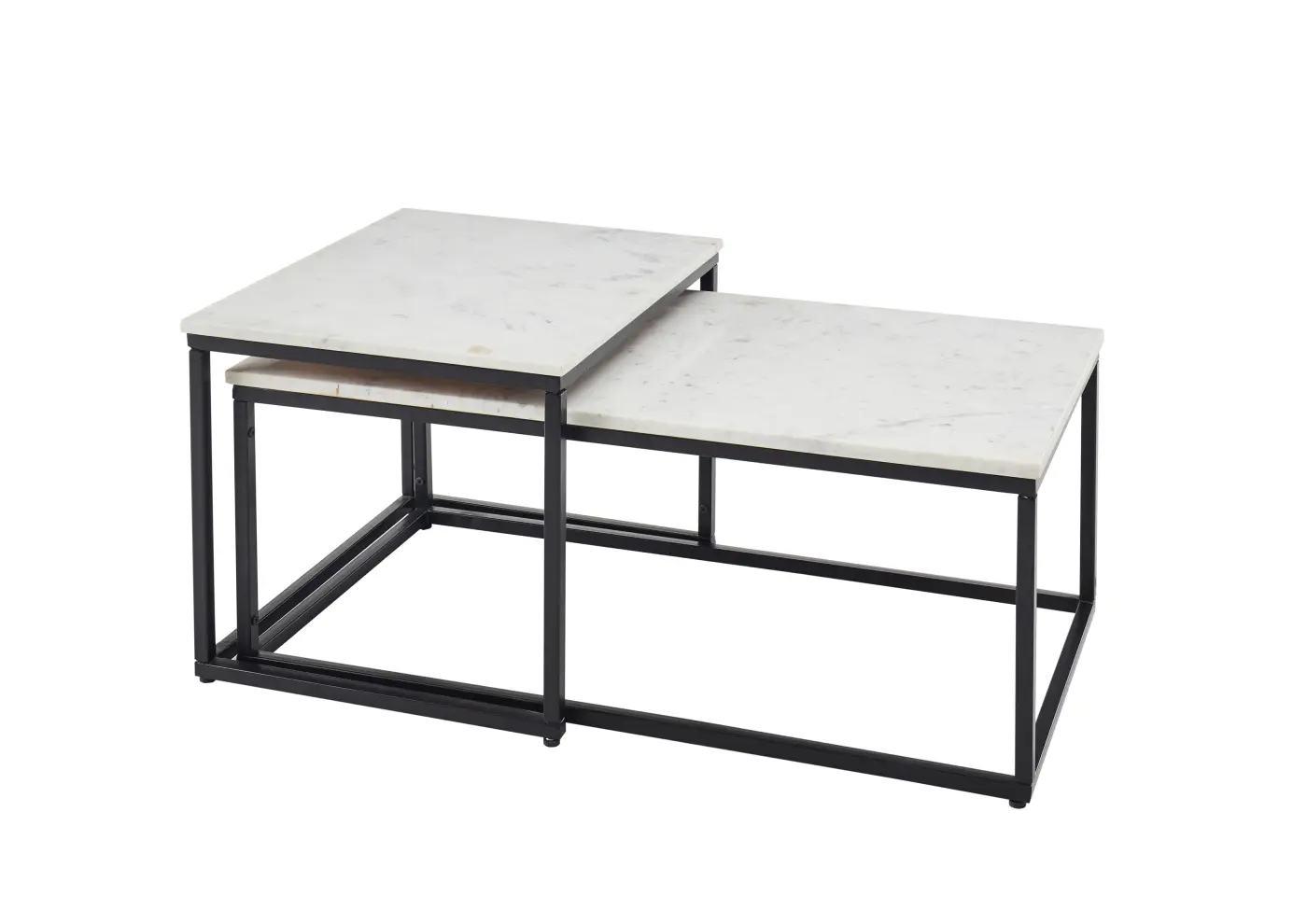 Couchtisch 2er-Set Marmor weiß/schwarz BHT ca. 100x 35x50 cm
