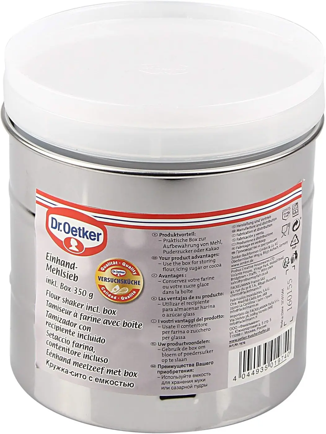 Zenker Dr. Oetker Mehlsieb inkl. Box, silber