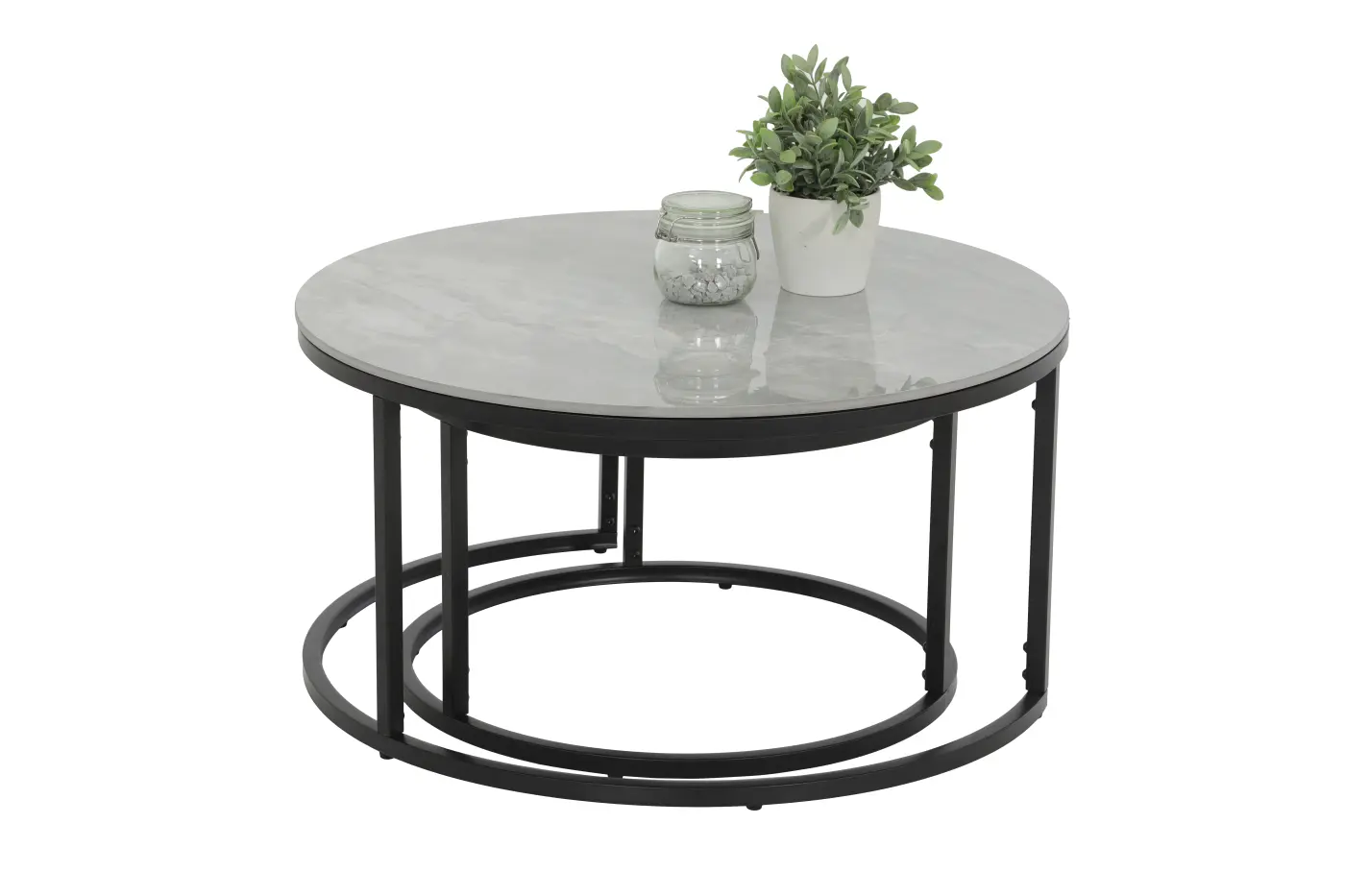 Hela Couchtisch-Set Luis Marmoroptik/Metall schwarz