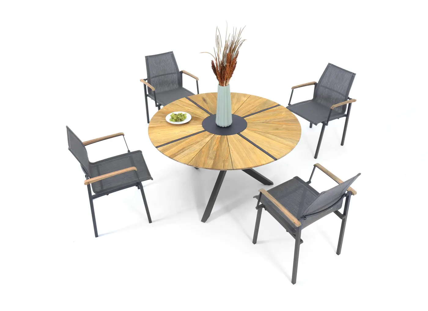 Zebra Oryx Edge Tisch graphit 135cm aus recyceltem Teakholz