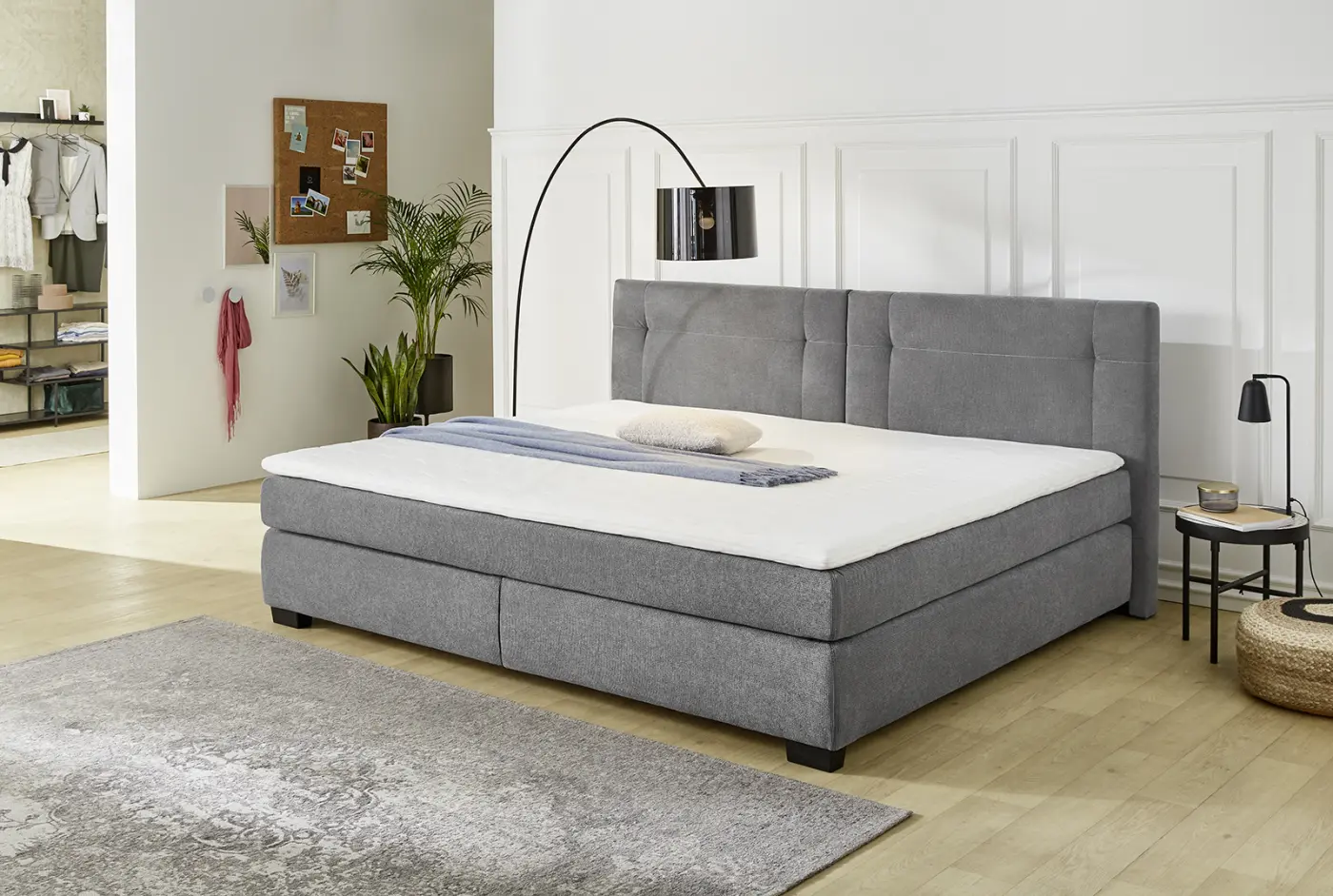 Jockenhöfer Boxspringbett Family 240x200 cm Grau inkl. Topper