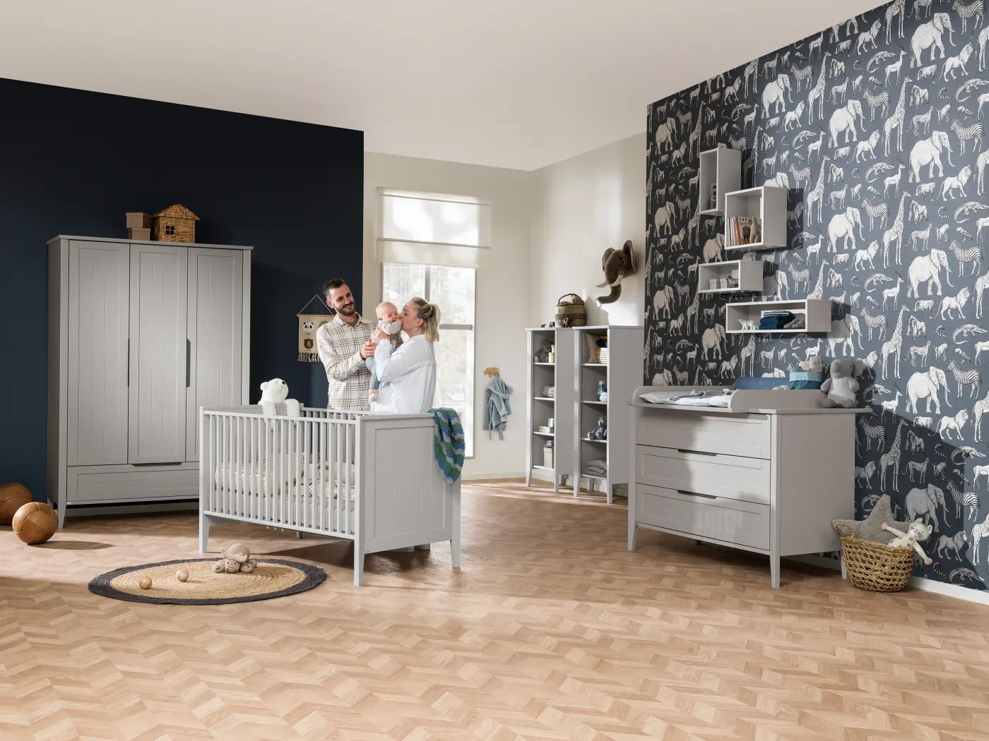 Kleiderschrank 3T1S Levke Kieselgrau ca. 134x198x59 cm