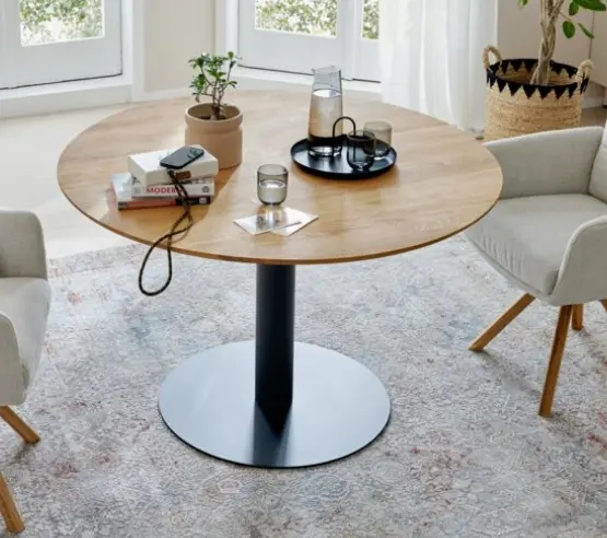 Interliving Tisch Serie 5116 Platte Eiche Massiv rund ca. 125 cm