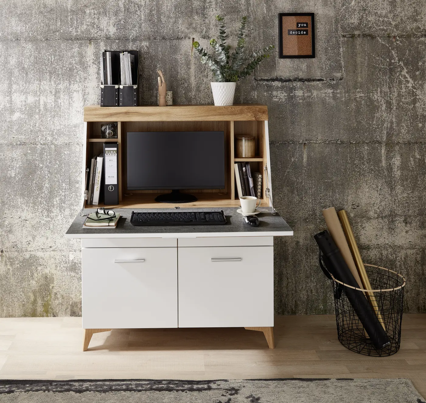 Innostyle Kommode/Sekretär Secret weiß, braun, Eiche, Holz Innostyle Sekretär Secret weiß, braun, Eiche, Holz