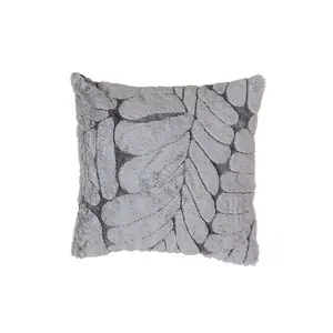 Hogewoning Cushion Cozy Leaf Fake Fur 45x45cm White/Grey