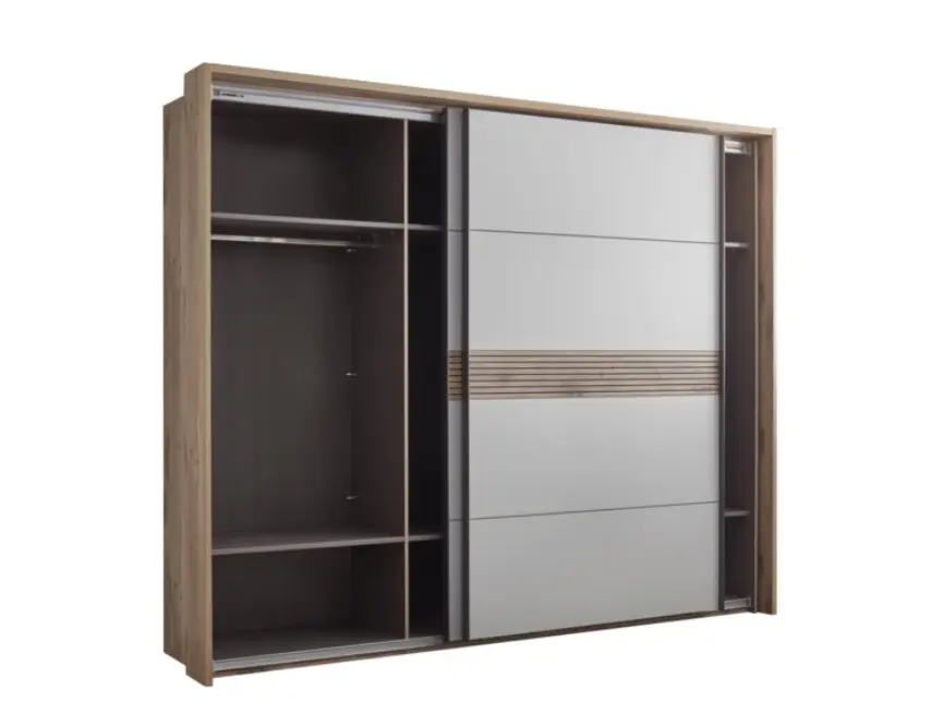 Schlafkontor Schwebetürenschrank Morone Viking Oak/Hellgrau ca. 280x231x66 cm, inkl. Passpartoutrahmen