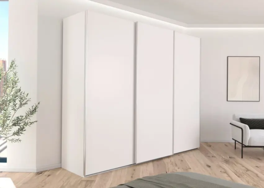 Rauch Schwebetürenschrank Saretto Alpinweiß/Kristallglas weiß ca.201x223x68 cm