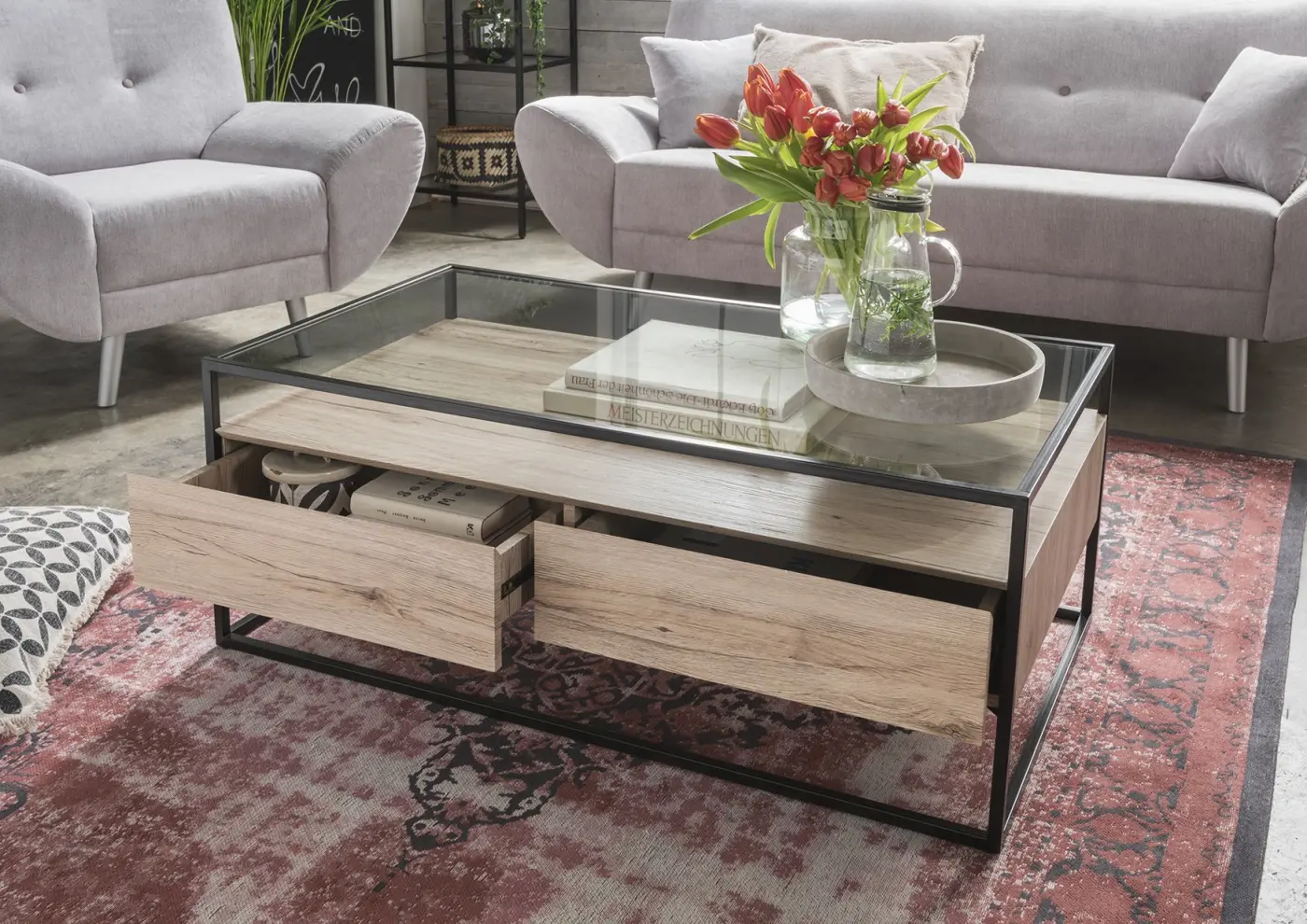 Concept Couchtisch Bozen II Sonoma Eiche Holzdekor/schwarz