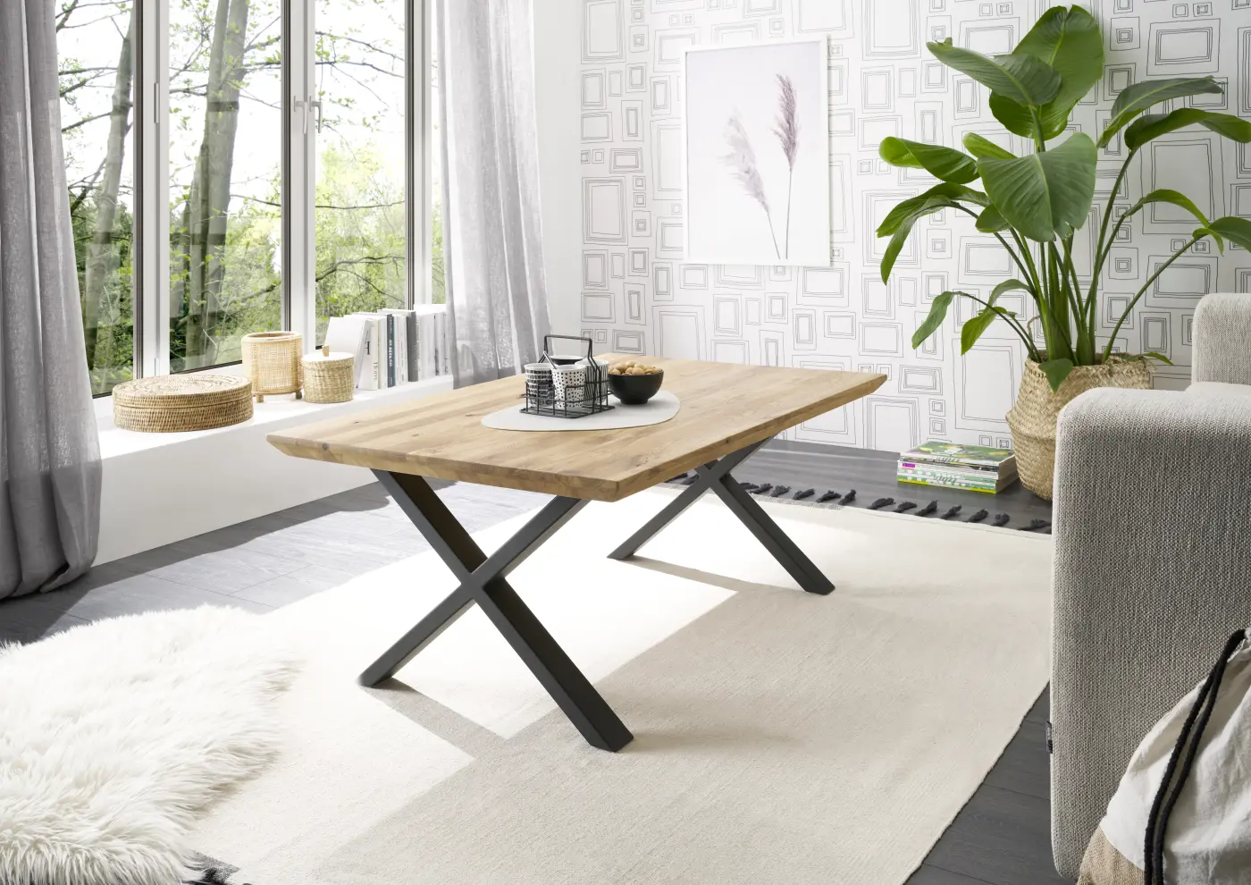 ABP Couchtisch Asola Eiche massiv geölt ca. 110x45x70 cm