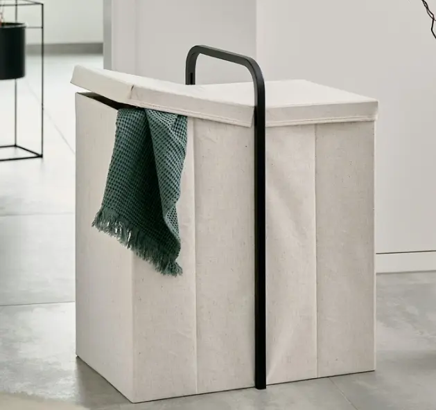 Zeller Wäschesammler Bambus Creme Schwarz ca. 51,5x35,5x62 cm