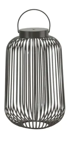 LC Wholesaler LED Metalllaterne grau 23x37 cm, aufladbar