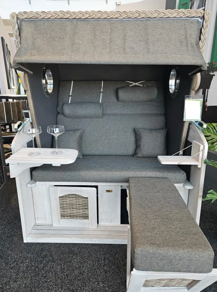 Müsing Strandkorb Rustikal Comfort XL mit Bullaugen anthrazit