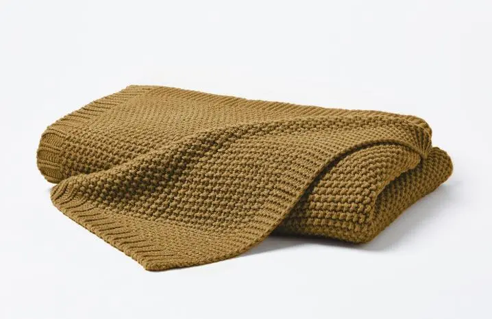 Hahn Strickdecke ca. 130x170 cm Senf