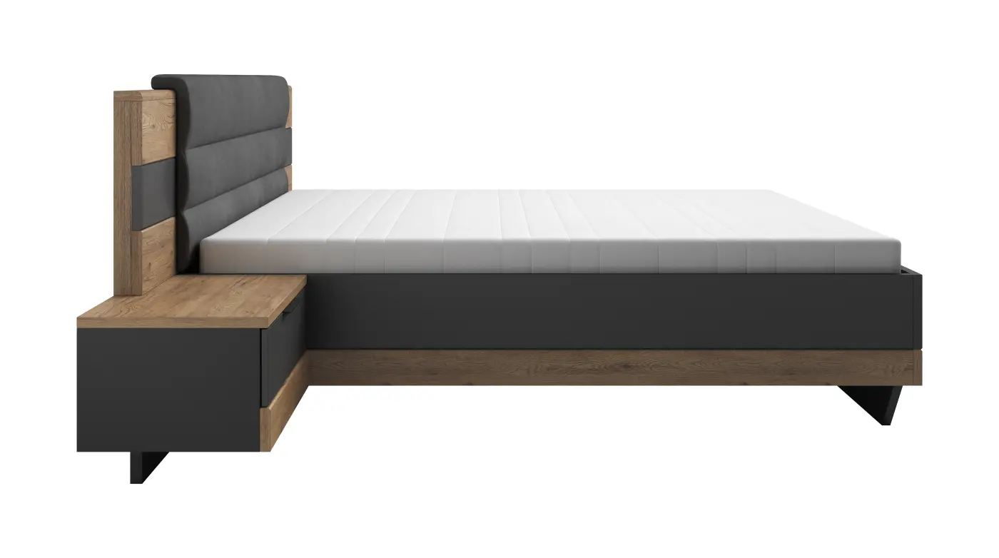 Bettanlage Pol Power Bett LINEA Bartex Eiche / Graphit