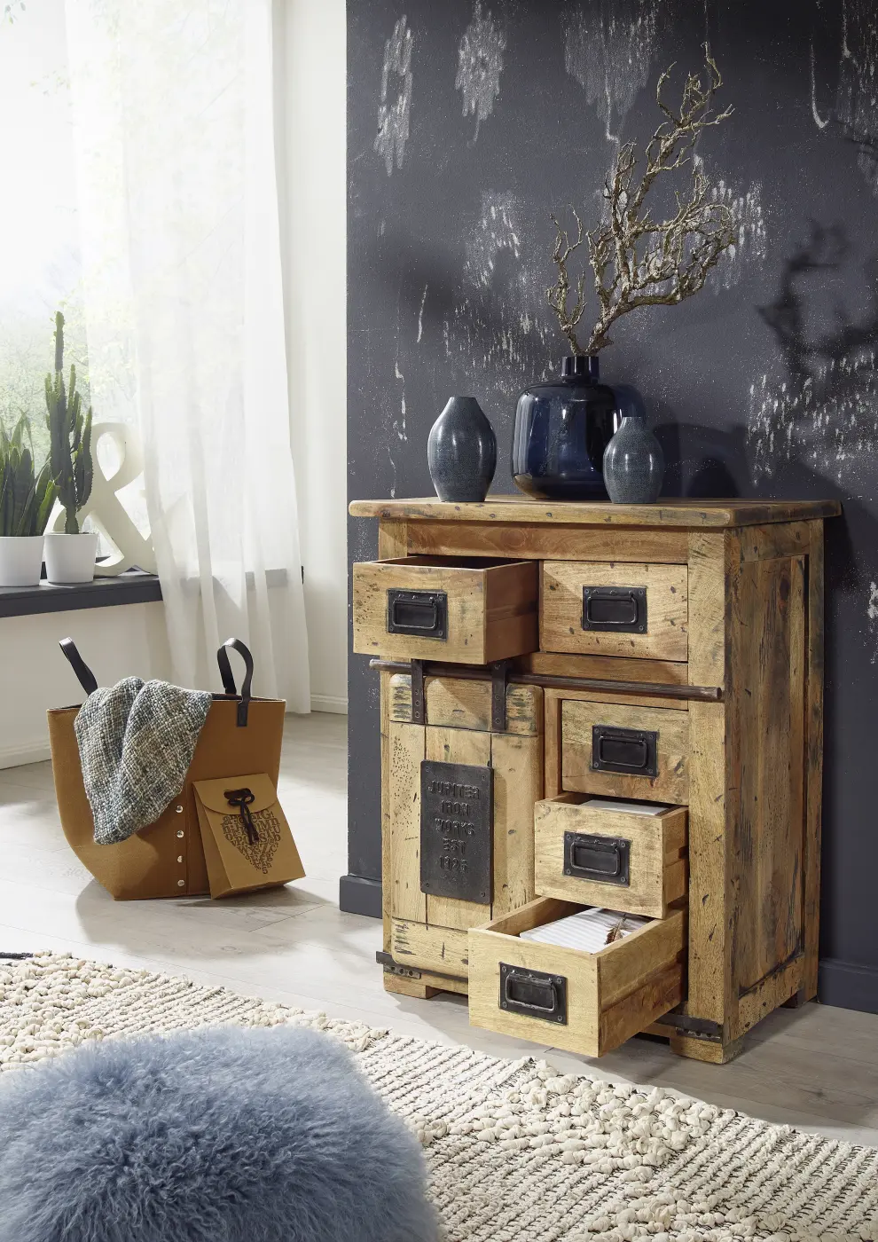 3S Frankenmöbel Sideboard Mango lackiert ca. 70x85x45 cm