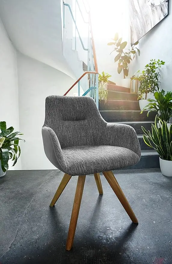 3S Frankenmöbel Polstersessel ST-0642, Bezug schwarz, Gestell: Eiche massiv, mit Drehfunktion BxHxT ca.55x87x60 cm