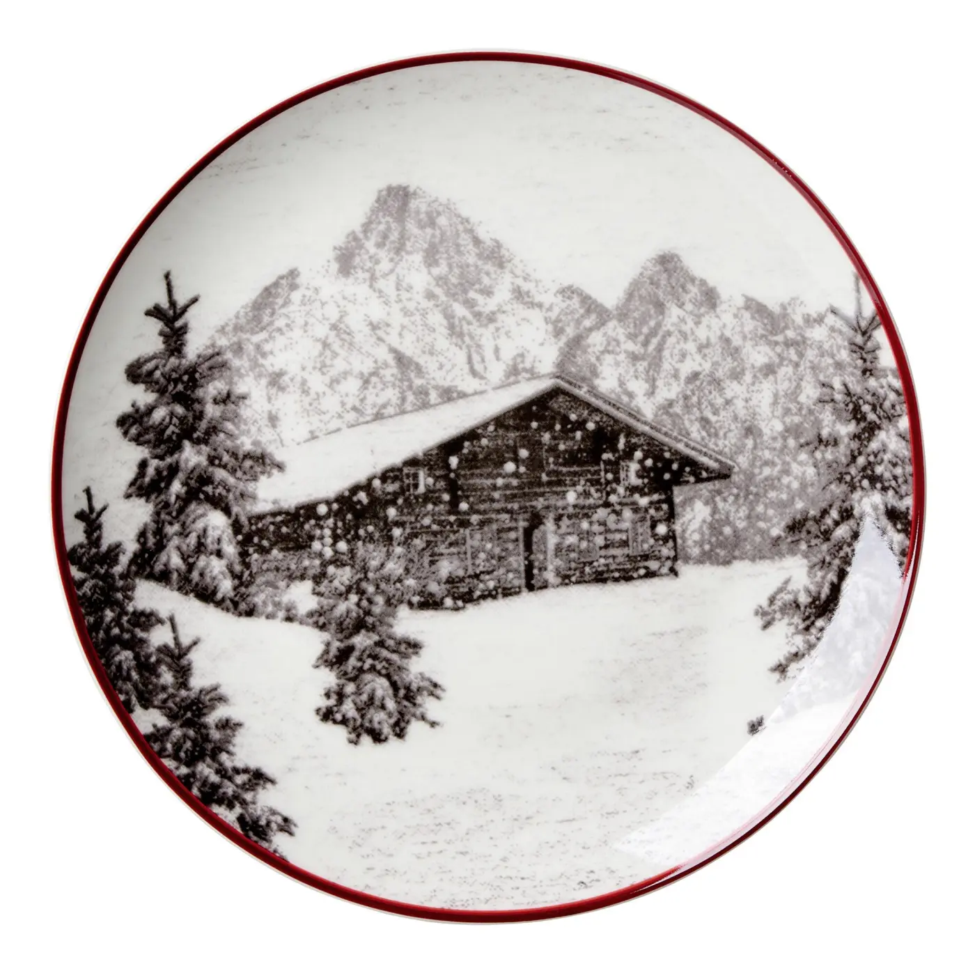 Ritzenhoff Dessertteller Hüttenzauber 20,5 cm Weiß/Grau/Rot
