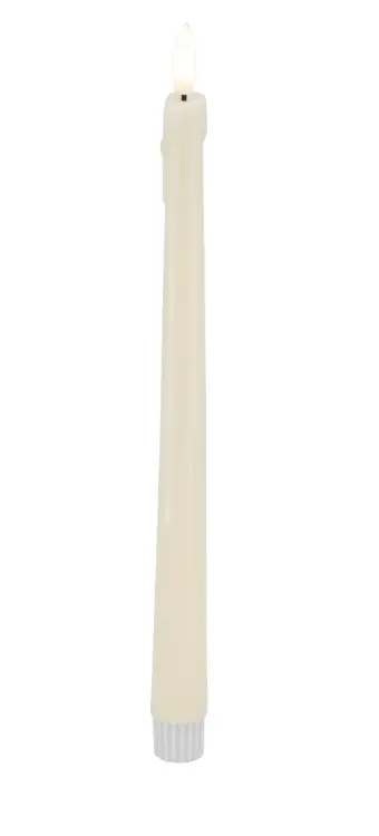 LC Wholesaler LED Dinnerkerze 2er Set Basic Echtwachs cream rustic 2,2x26,5cm 3D-Flamme warmweiß
