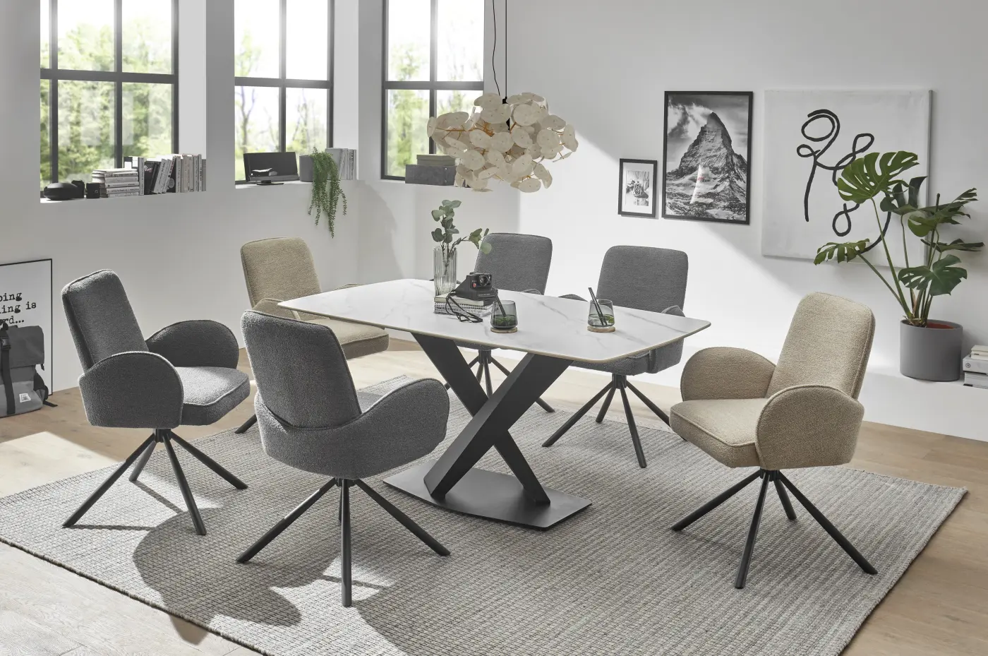 Stolkom Esstisch Ventura Keramik Weiß ca. 180x76x90 cm