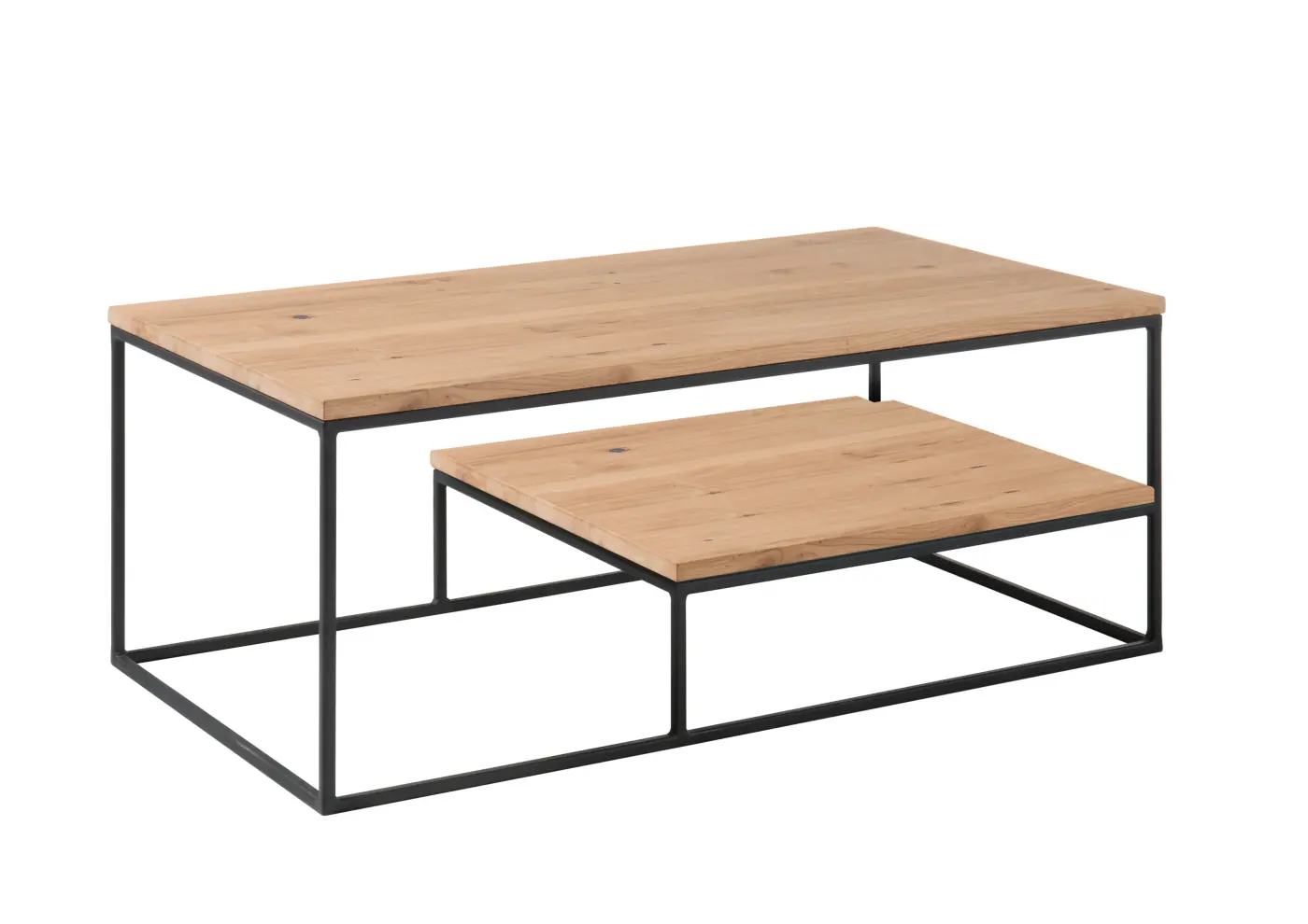 Stolkom Couchtisch Thore 2, Eiche massiv/Metall schwwarz BHT ca. 110x 42x60 cm