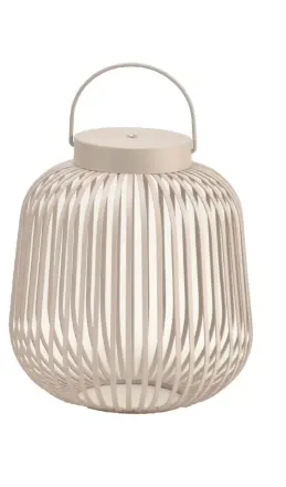 LC Wholesaler LED Metalllaterne Taupe 23x26 cm aufladbar