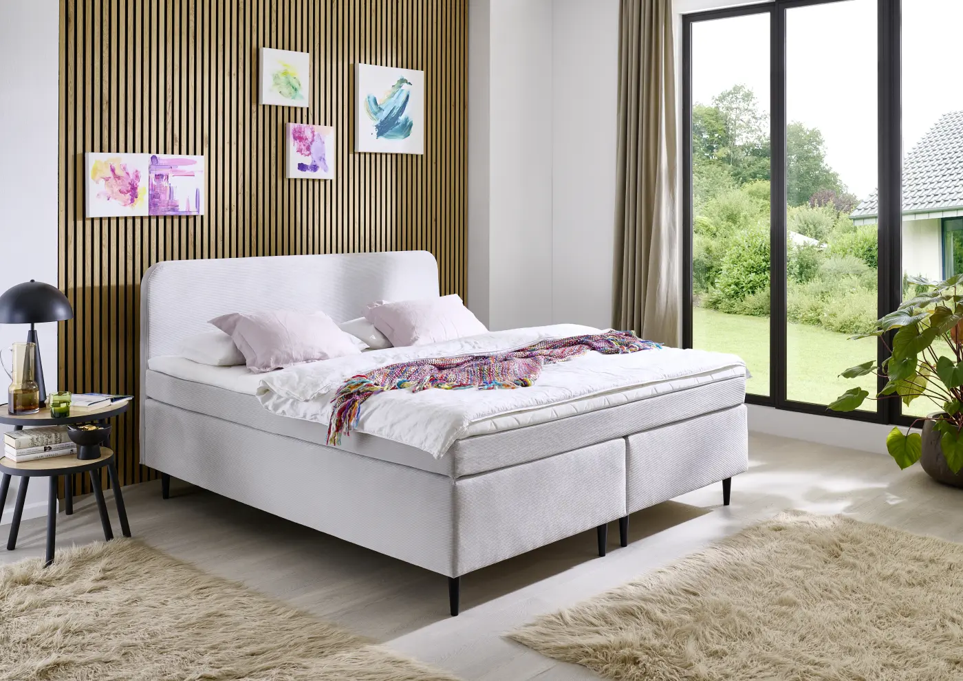 Sun Garden Boxspringbett Villach silber feincord ca. 140x200 cm