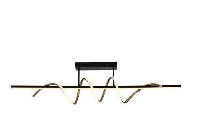 Justlight Deckenleuchte 1-flg. Schwarz/Messing 120x30x20 cm