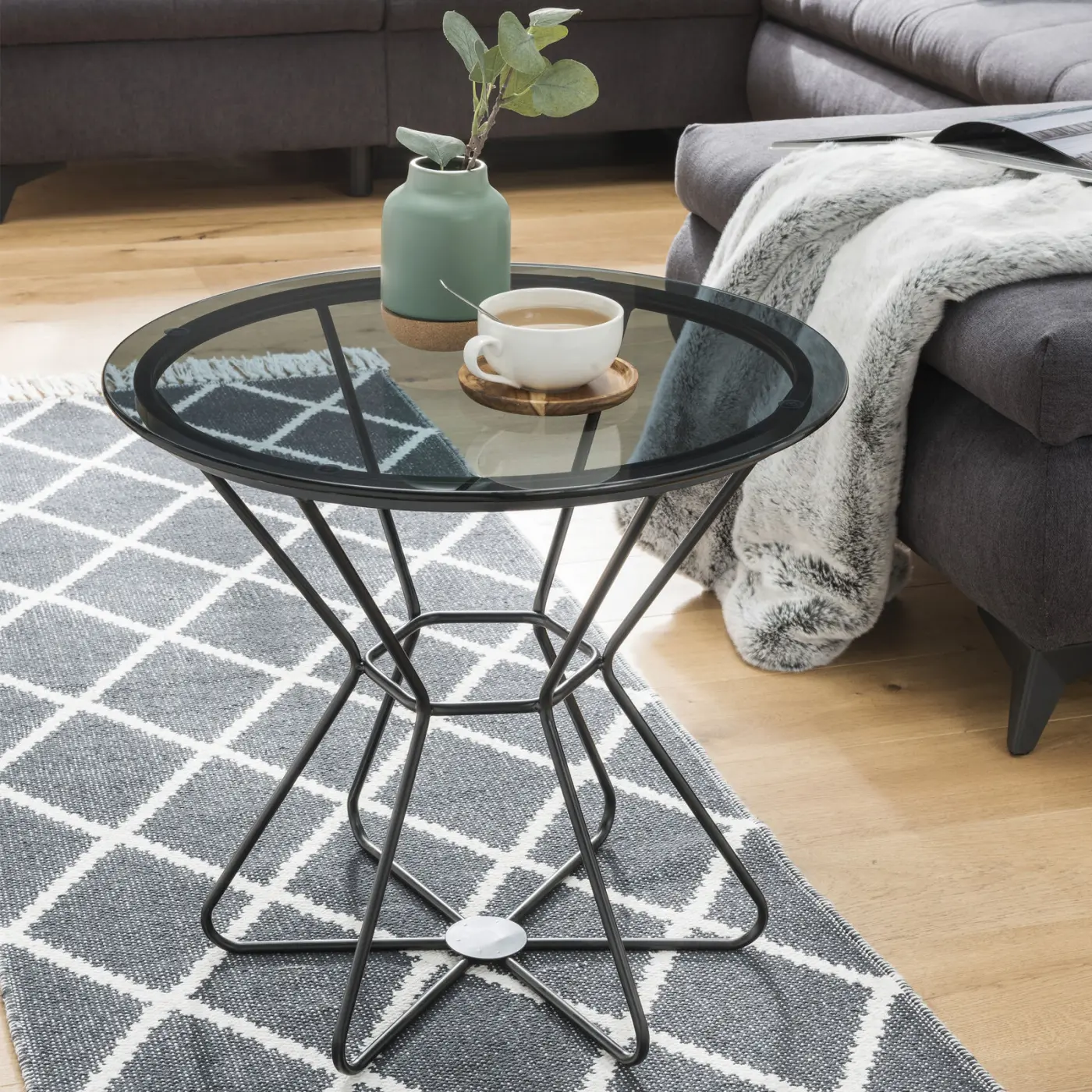 Concept Beistelltisch Sunbeam Schwarz/Grauglas ca. 55 cmm