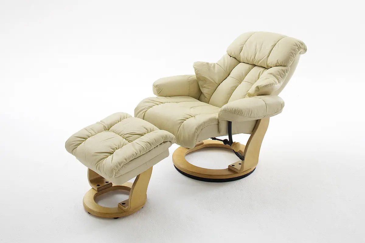 MCA Relaxsessel Calgary Leder Creme inkl. Hocker  ca.90x104x91 cm