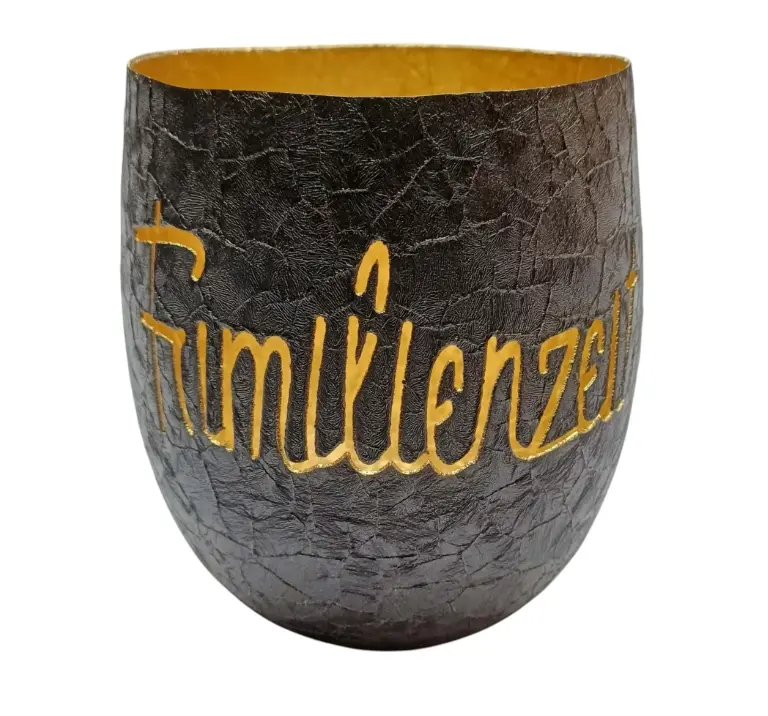LC Wholesaler Windlicht Eisen "Familienzeit" 10x12 cm
