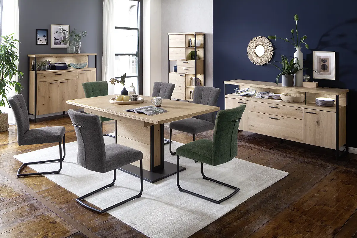MCA Highboard Balkeneiche - anthrazit ca.140x136x38 cm