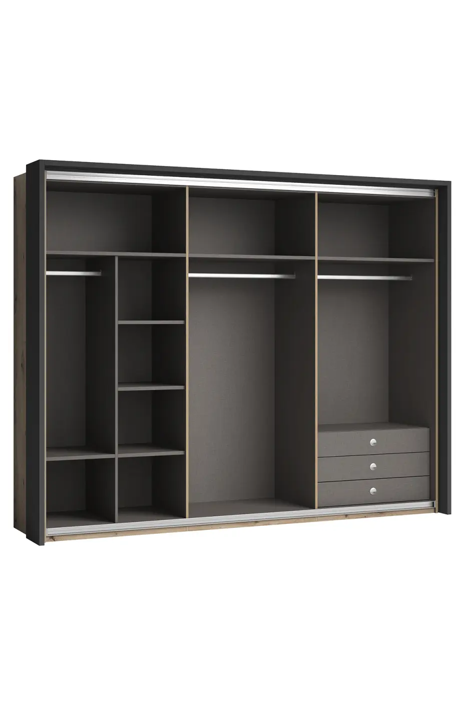 Pol Power Schubkastencontainer für Schwebetürenschrank 3 Schubkästen ca. 82,5x49x48,5 cm