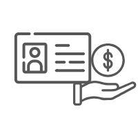 Hand mit Ausweis und Dollarzeichen, symbolisiert Finanzierung für Führerschein.
