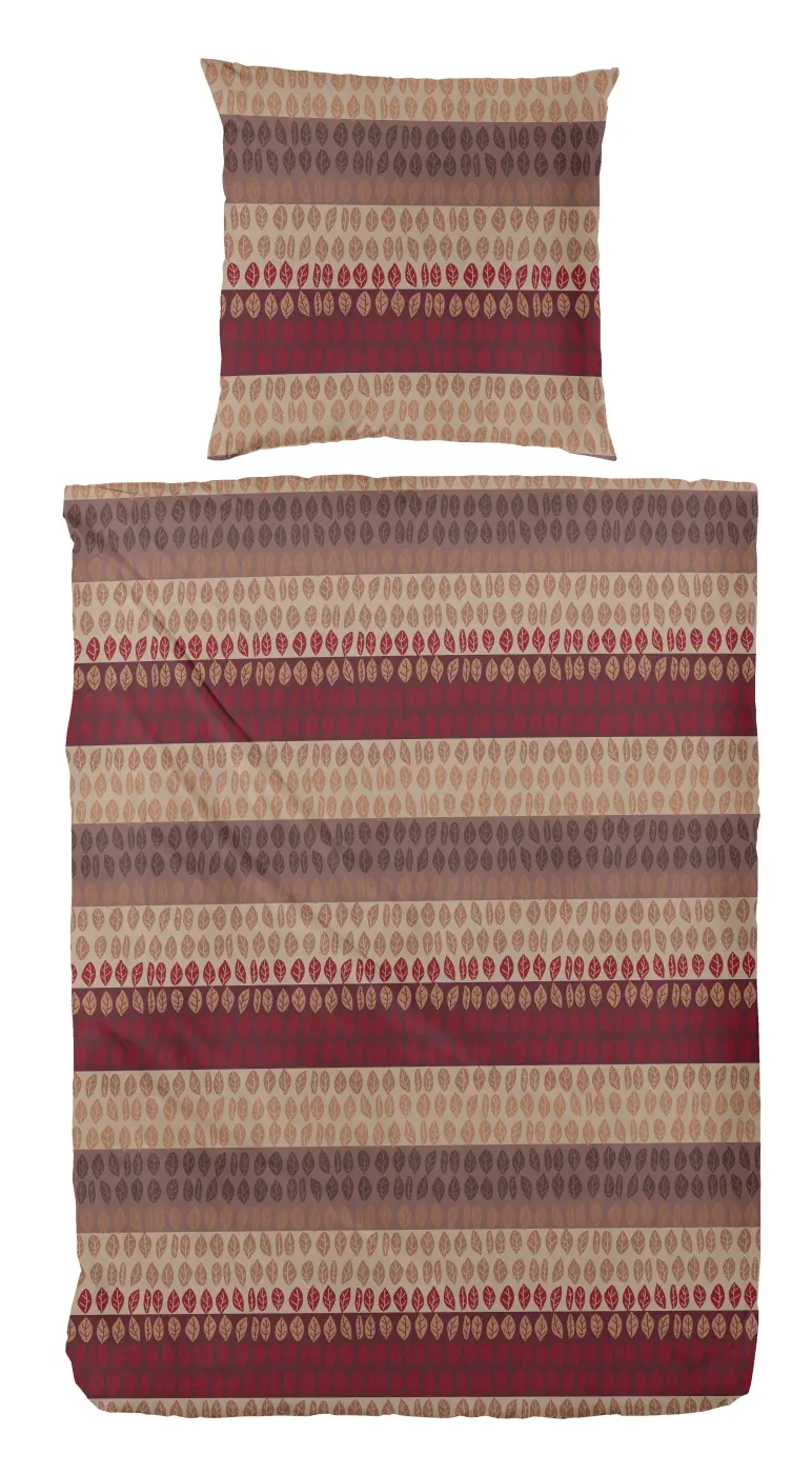 Hahn Biber-Bettwäsche-Set 135x200+80x80 cm rot beige