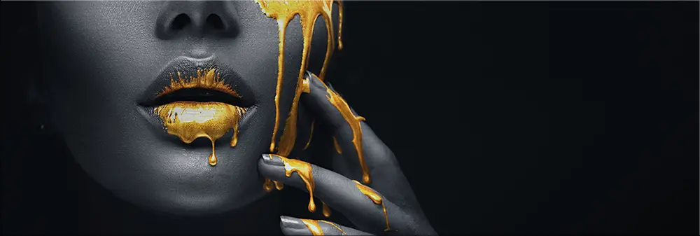 ars graphica Alu-Dibond 150x50cm - Golden Lips