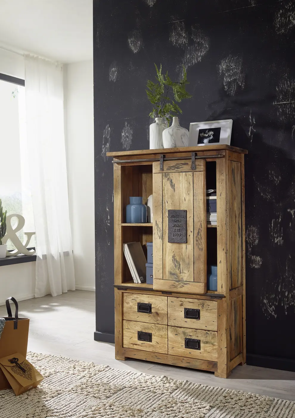 3S Frankenmöbel Highboard Mango lackiert ca. 90x150x45 cm