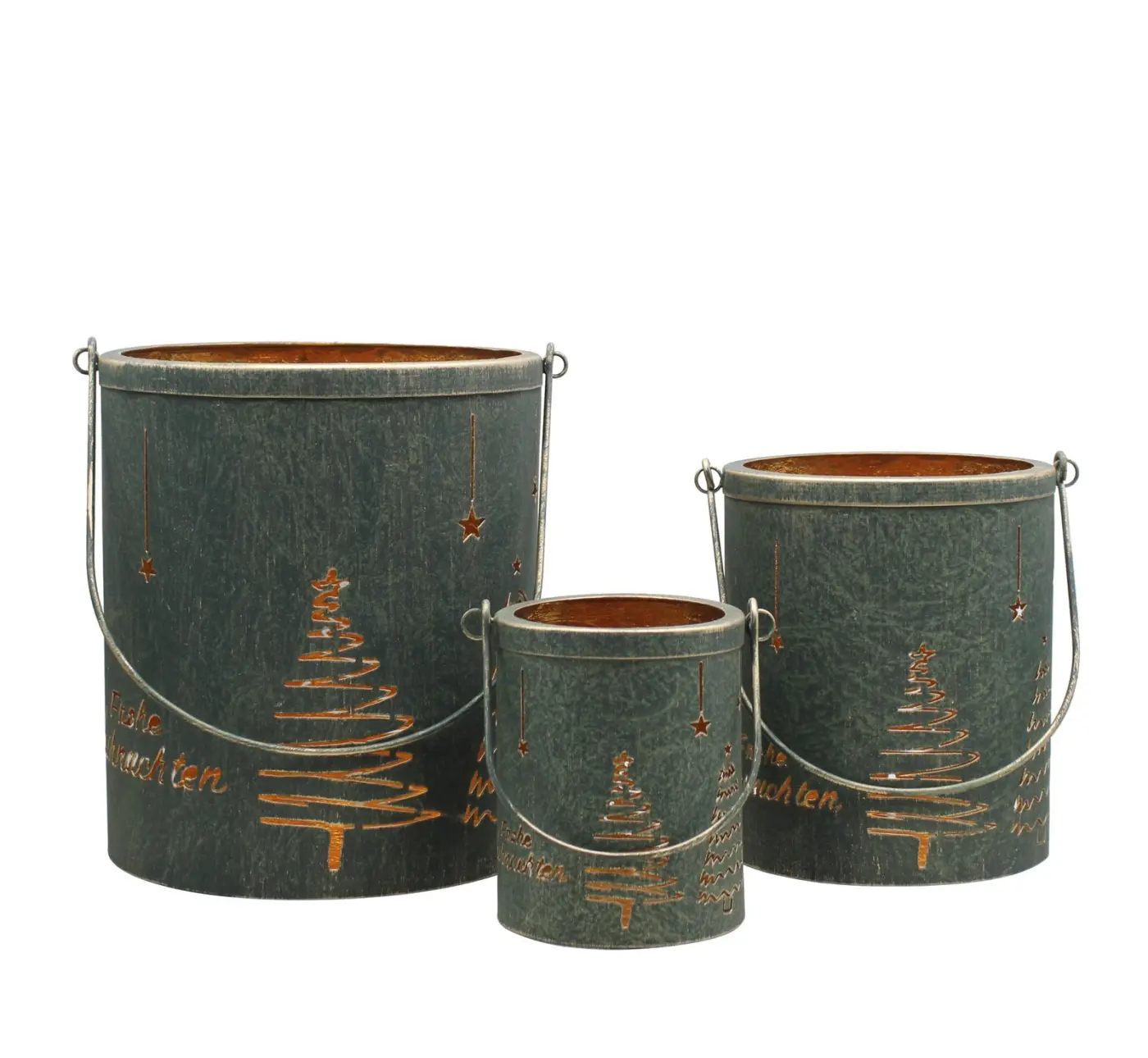 LC Wholesaler Laterne 23 cm Eisen grün gewischt
