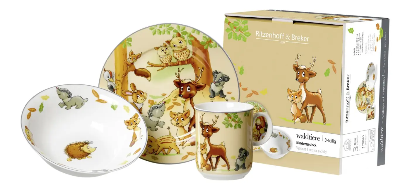 Ritzenhoff Kinderset Waldtiere 3-tlg. Bunt