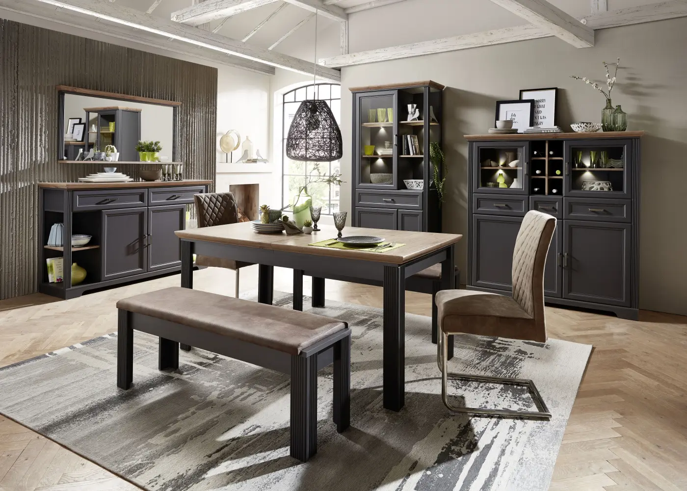 Innostyle Sideboard 1LG9GH21 Graphit MDF/Eiche Artisan Nachbildung, BxHxT ca.171x102x48 cm