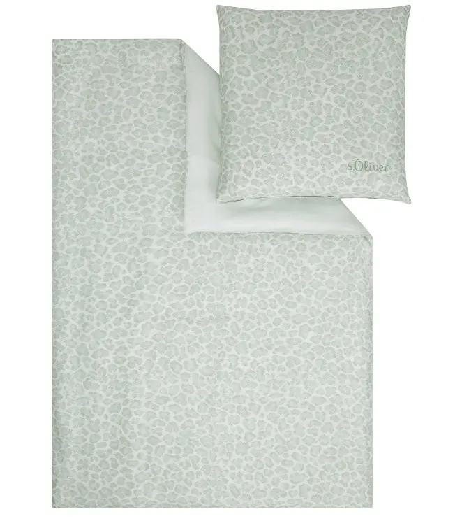 S. Oliver Satin-Bettwäsche Salbei 155x220 cm und 80x80 cm