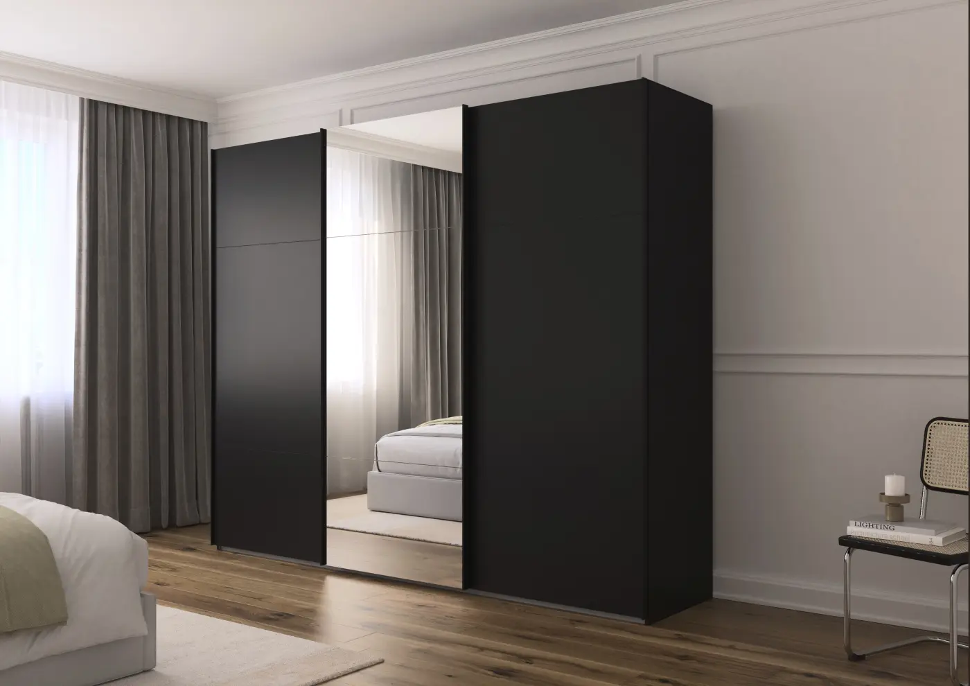 Rauch Schwebetürenschrank Saretto Schwarz ca. 271x223x68 cm