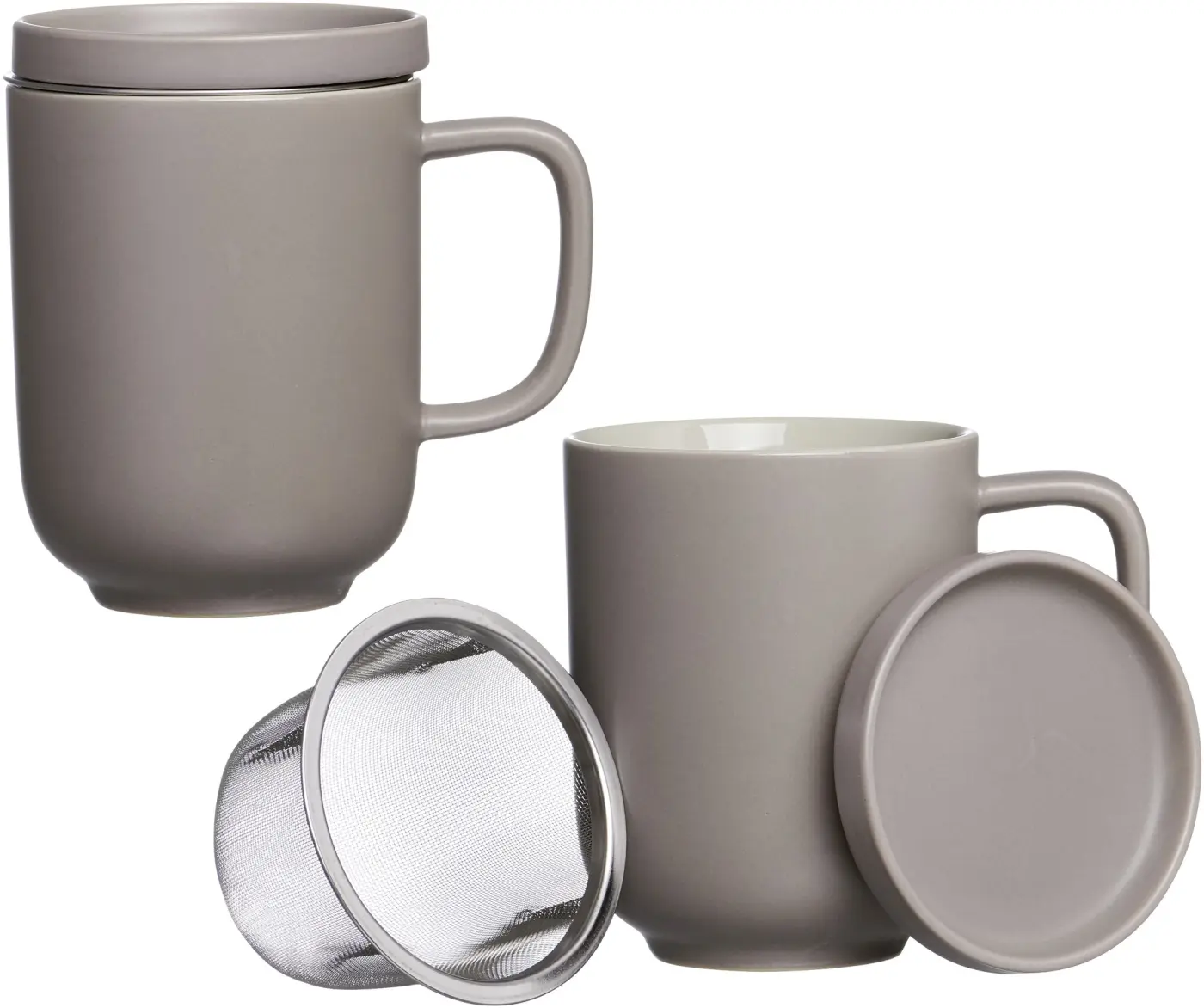 Ritzenhoff Henkelbecher Jasper 360 ml mit Sieb + Deckel Braun