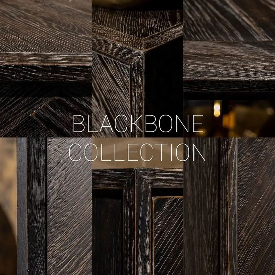 Richmond Interiors Coffee table Blackbone silver set of 2  (Black rustic)