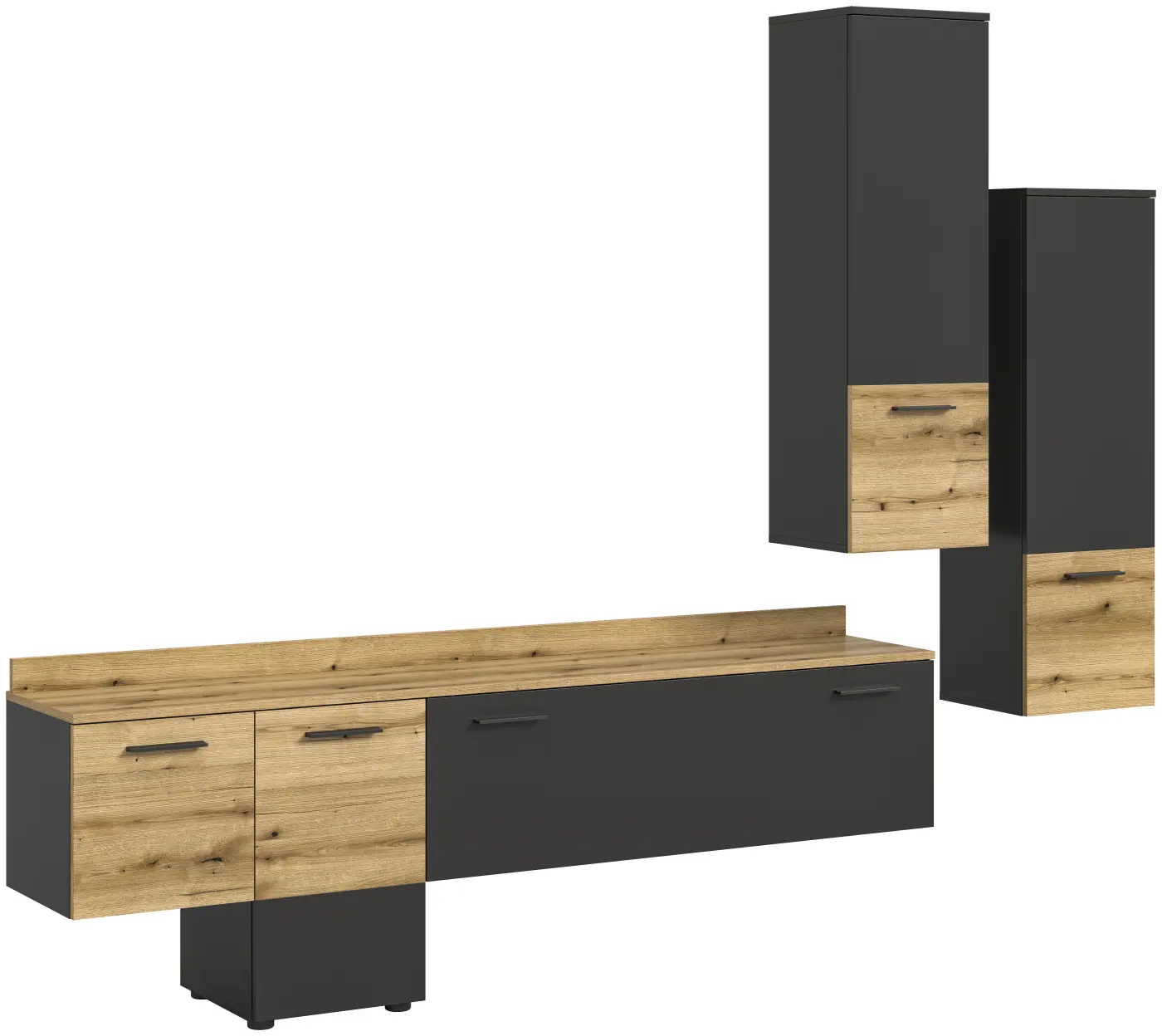 Xonox Wohnkombination Goal Lichtgrau/Eiche Evoke NB ca. 247x196x37 cm Xonox Wohnkombination Goal Lichtgrau/Eiche Evoke NB ca. 247x196x37 cm