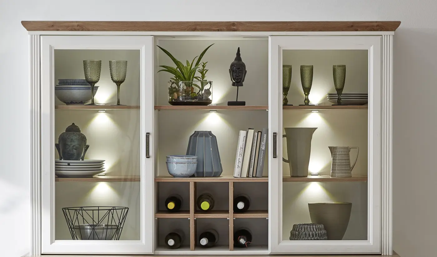 Innostyle Buffet-Aufsatz Jasmin 1LG9UH23, Pinie hell MDF/Artisan Eiche Nachbildung, BxHxT ca.166x103x42 cm, inkl. LED Beleuchtung