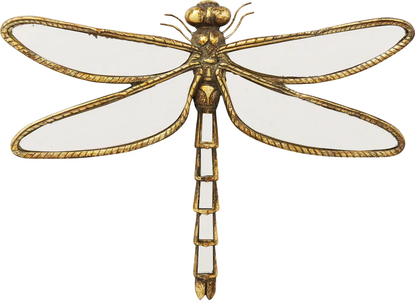 Kare Design Wandschmuck Dragonfly Mirror 27x35 cm Weiß/Gold