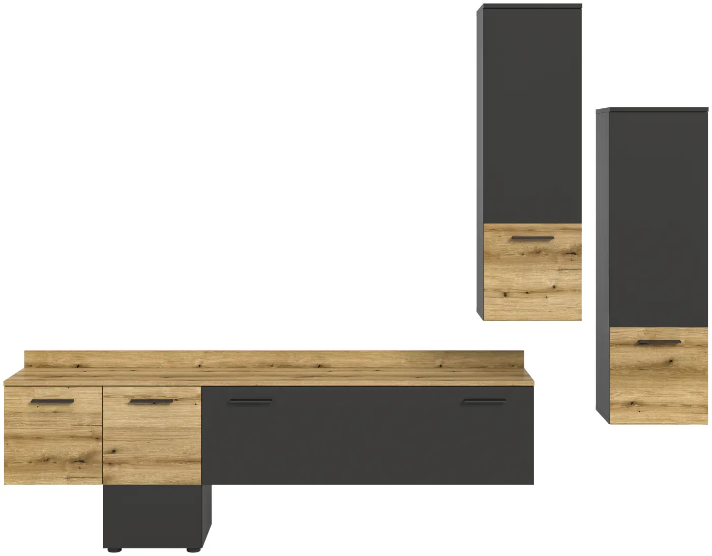 Xonox Wohnkombination Goal Lichtgrau/Eiche Evoke NB ca. 247x196x37 cm Xonox Wohnkombination Goal Lichtgrau/Eiche Evoke NB ca. 247x196x37 cm